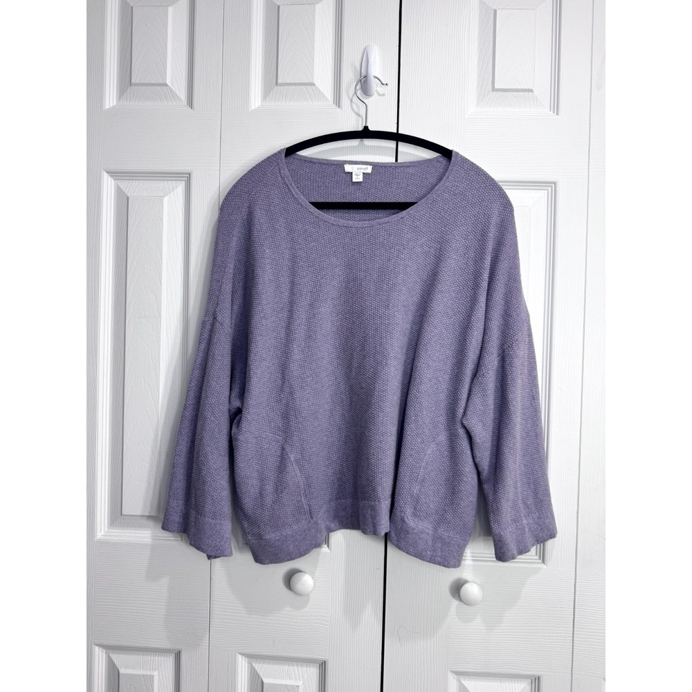 J.Jill Pure Jıll Sweater Women's‎ Petite Small Purple Cotton 3/4 Sleeve Pullover